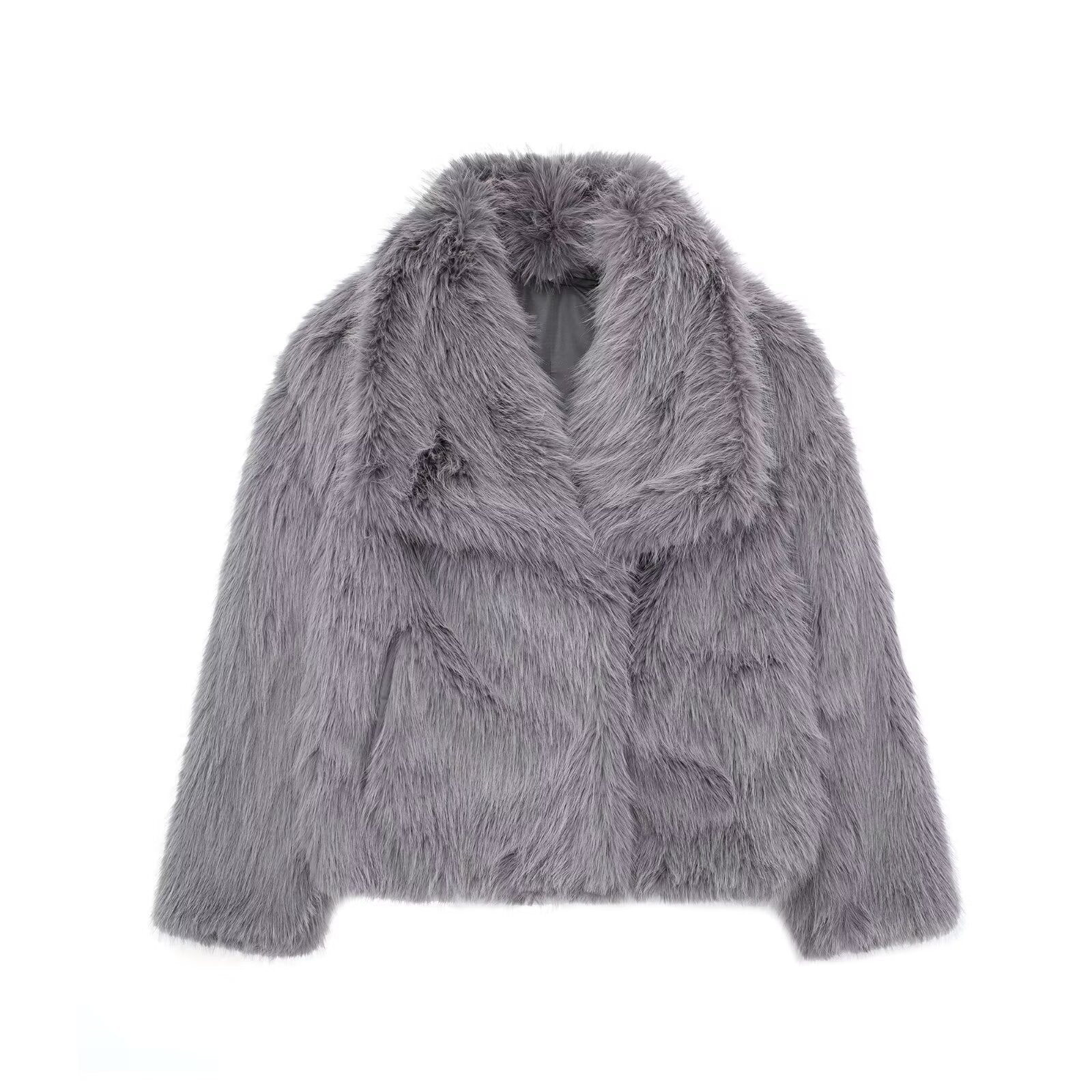 Winter Plush Coat Fashion Warm Thicken Fluffy Lapel Jacket Outwear with Casual Long Sleeve 🇨🇳