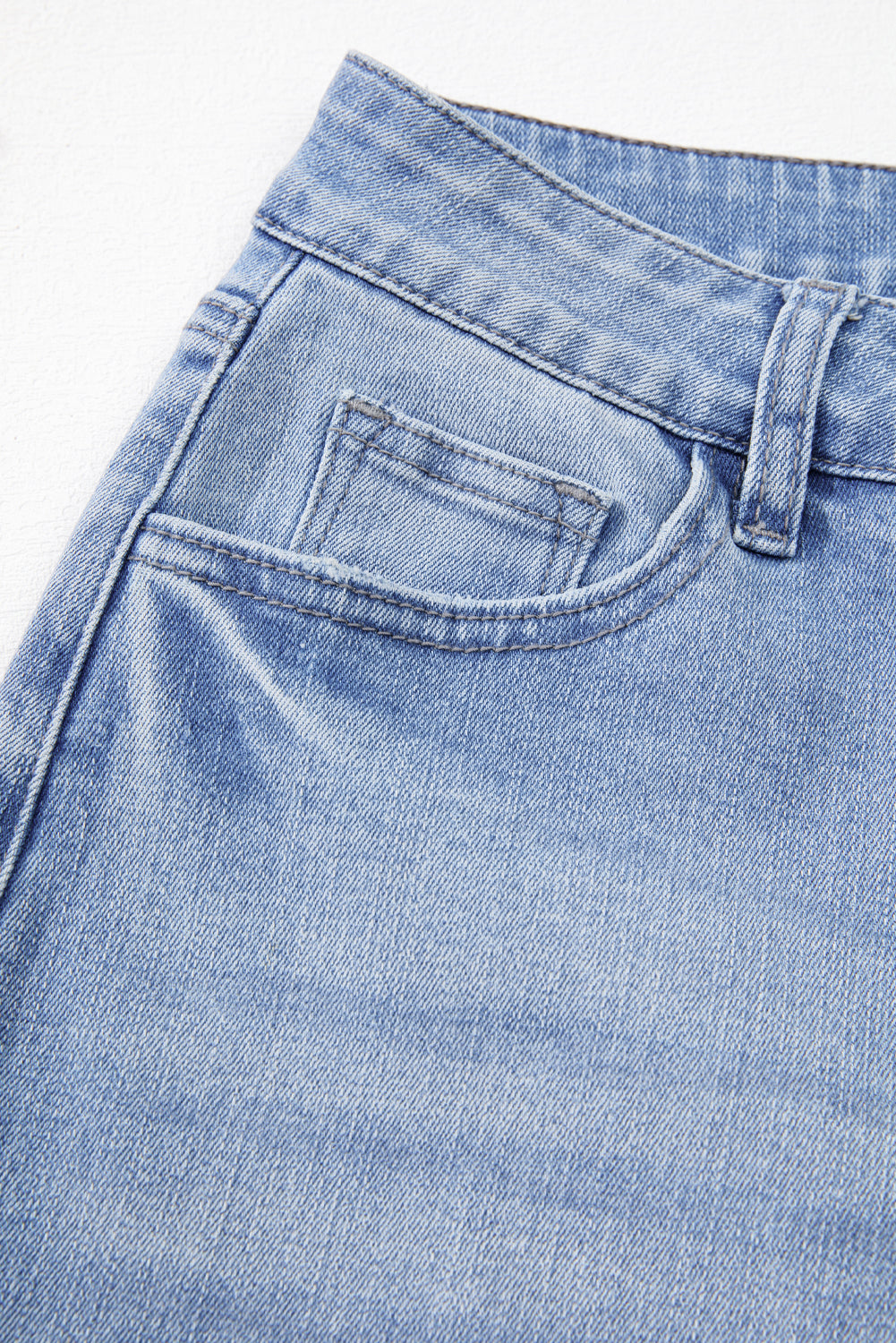 Beau Blue Mineral Wash Raw Hem High Waist Flared Jeans 🇨🇳