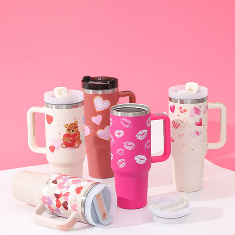 40 Oz Tumbler With Handle Straw Insulated, Stainless Steel,Spill Proof, Vacuum insulated With Lid Tapered 🇨🇳