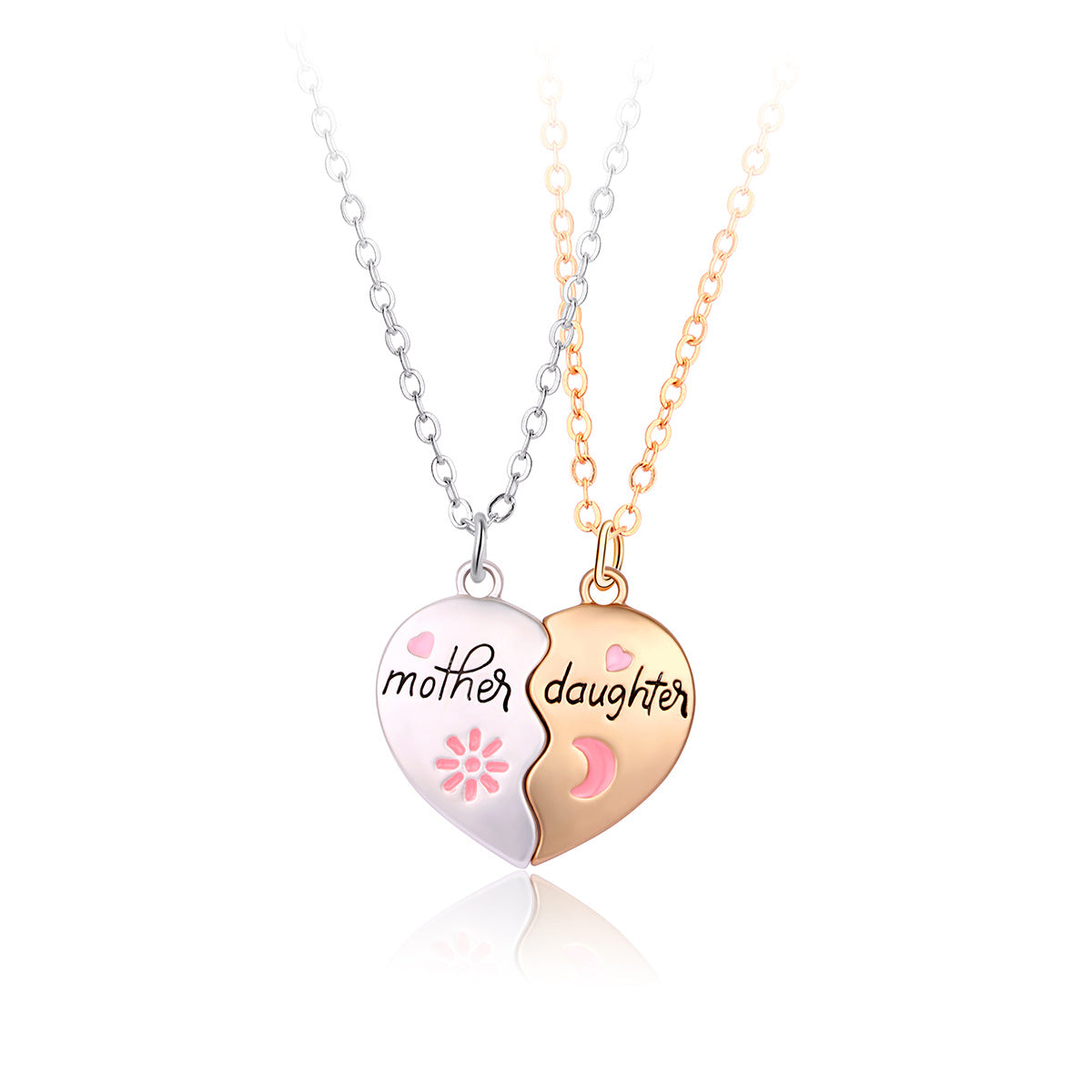 2PCS Set Jewelry Mother Daughter Necklace Matching Heart Magnetic Pendant Fashion Gifts For Mother's Day 🇨🇳