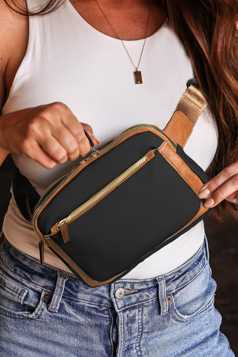 Black Adjustable Strap Mini PU Leather Crossbody Bag 🇨🇳