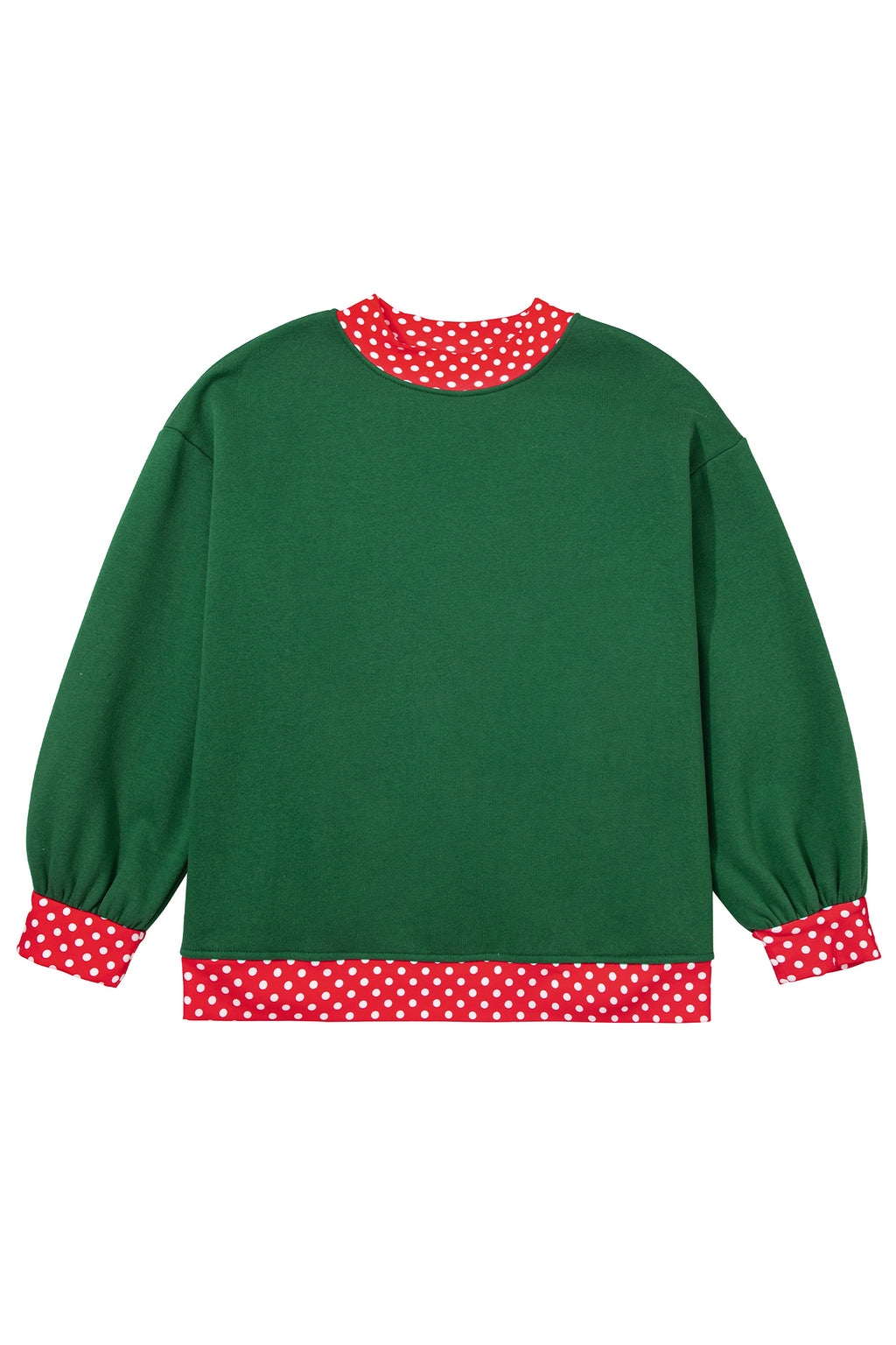 Red Polka Dot Patchwork Round Neck Plus Size Sweatshirt 🇺🇸