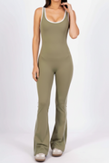 Flared Open Back Jumpsuit with Push-up Butt & Contrast Details 🇬🇧