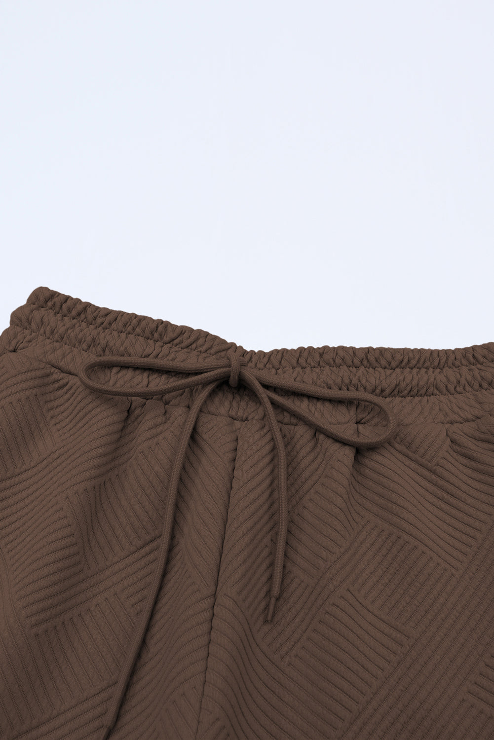 Brown Textured Loose Fit T Shirt and Drawstring Pants Set 🇨🇳