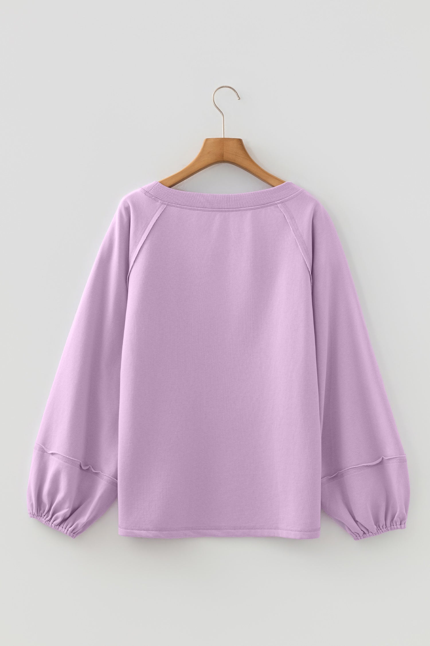 Orchid Petal Solid Color Raw Seam Patchwork Baggy Sweatshirt 🇺🇸