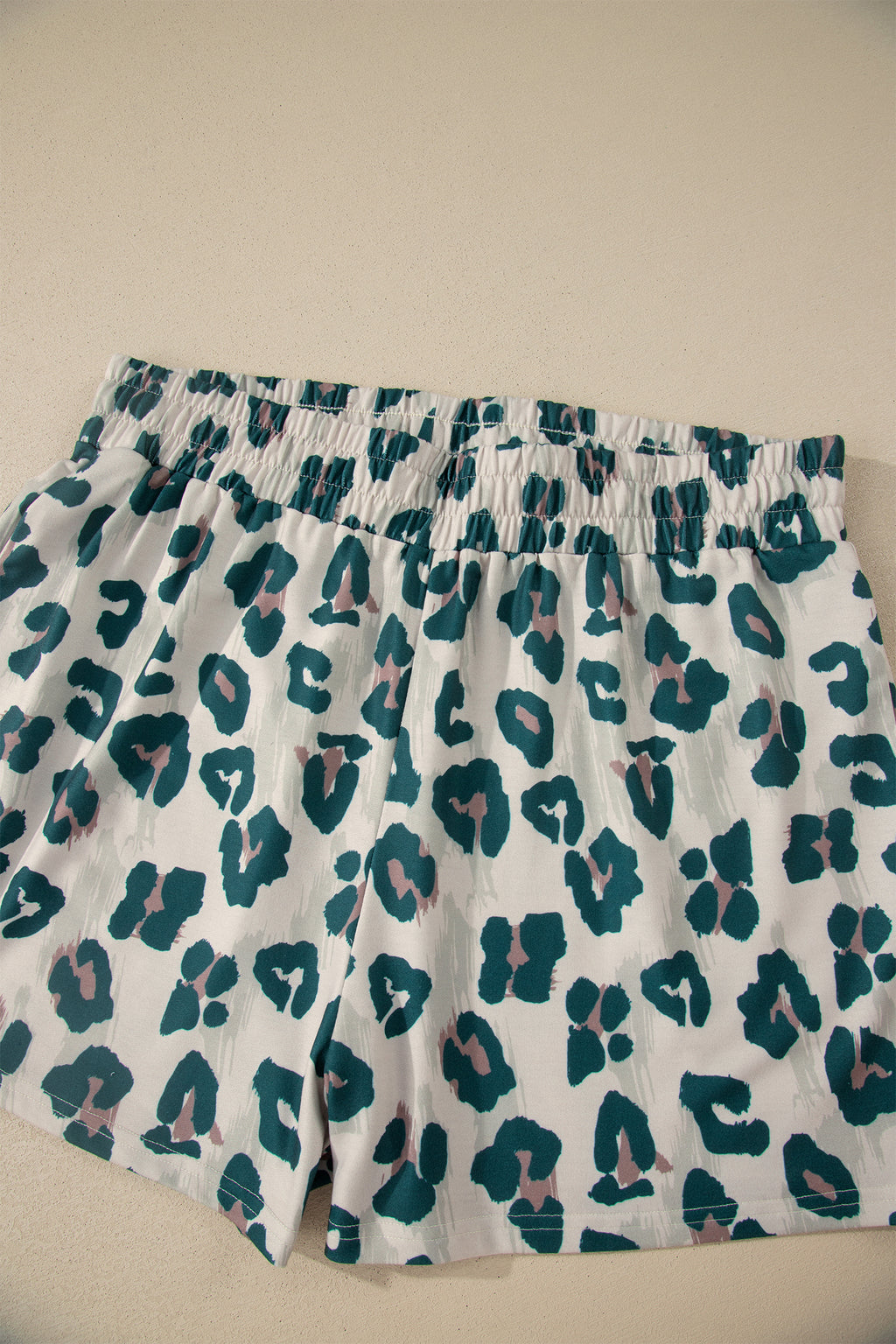Brown Plus Size Leopard Color Block Trim Short 2pcs Set 🇺🇸