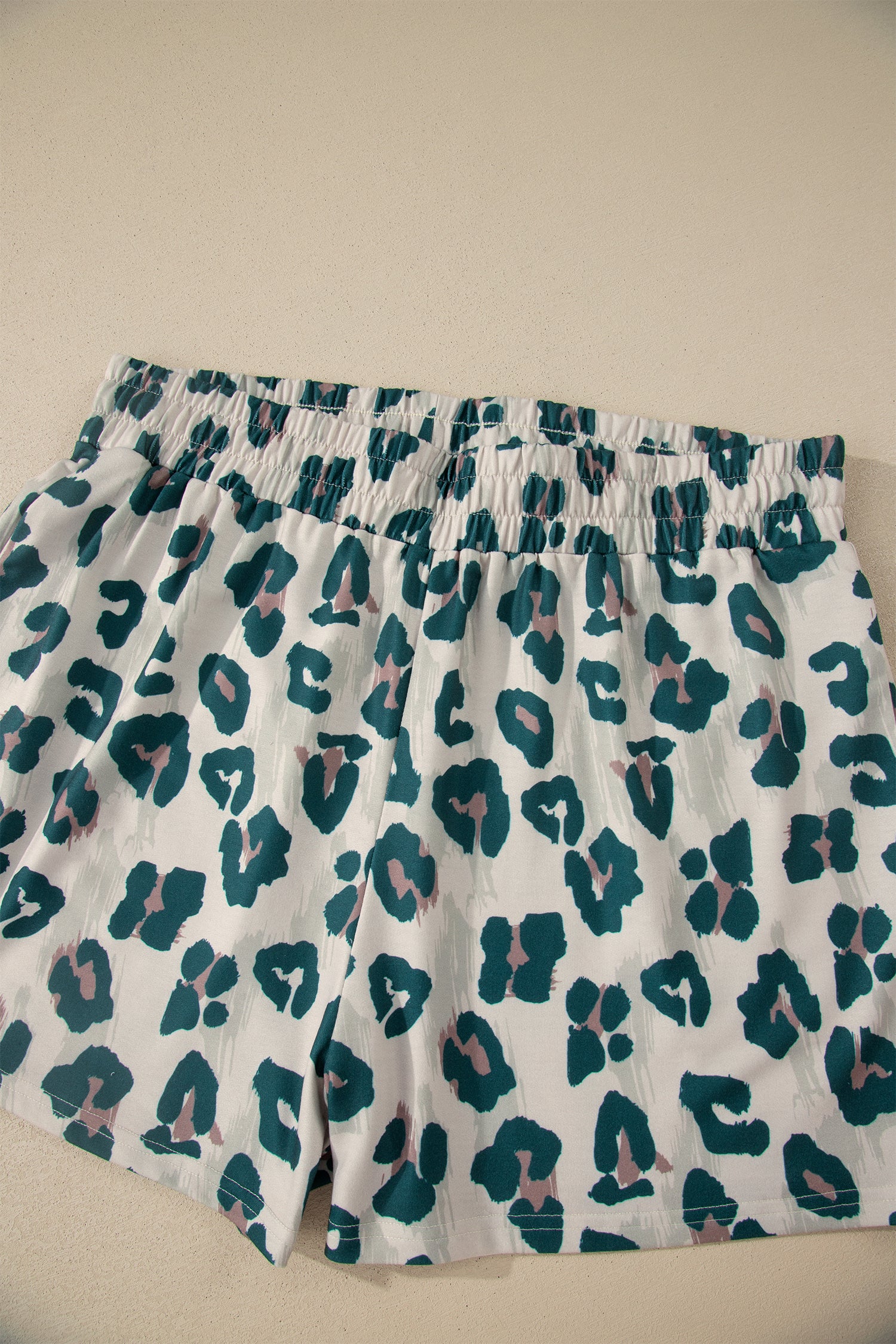 Brown Plus Size Leopard Color Block Trim Short 2pcs Set 🇺🇸