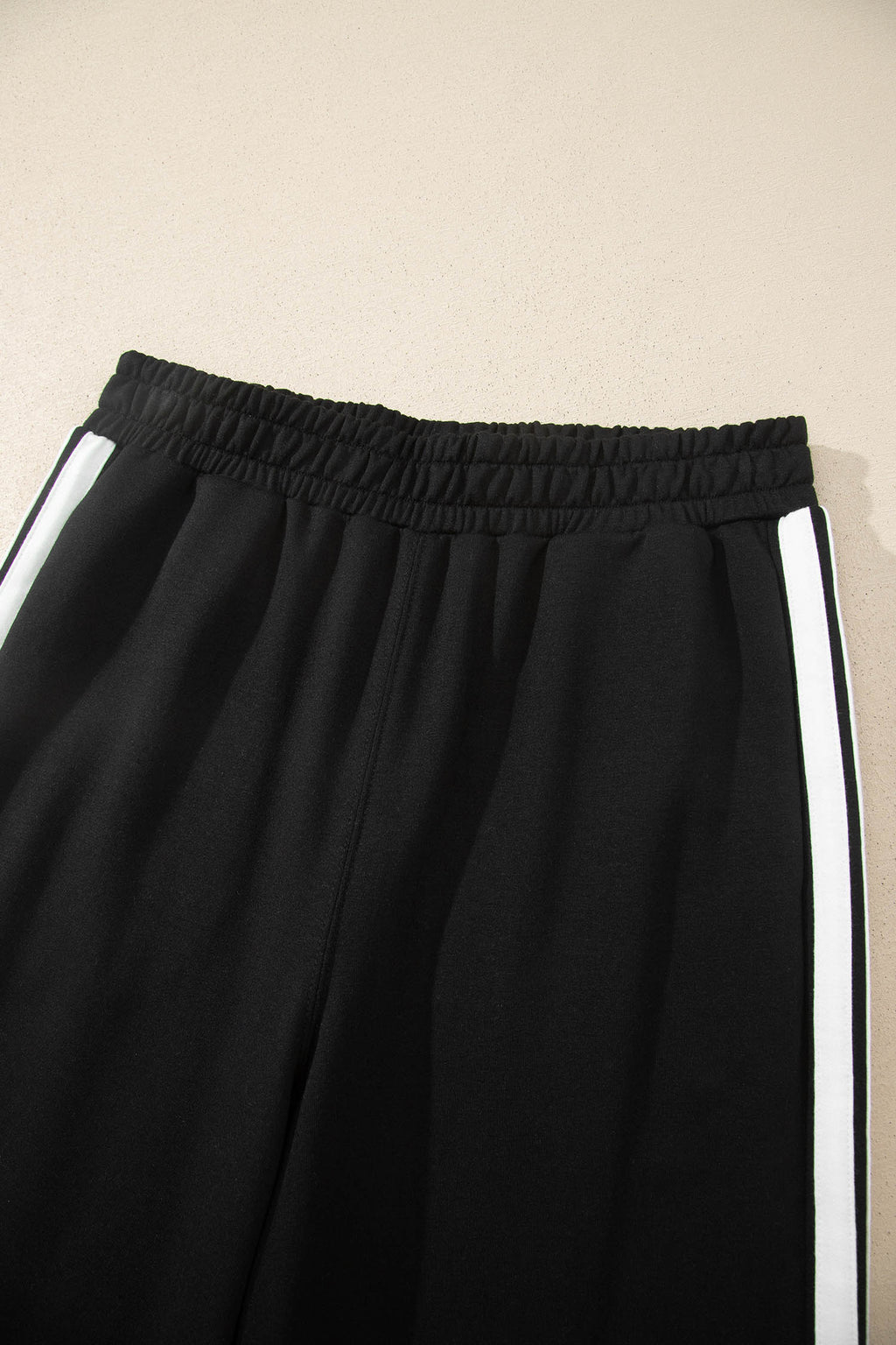 Black Varsity Striped Detail Loose Tee Jogger Pants 2pcs Outfit 🇺🇸