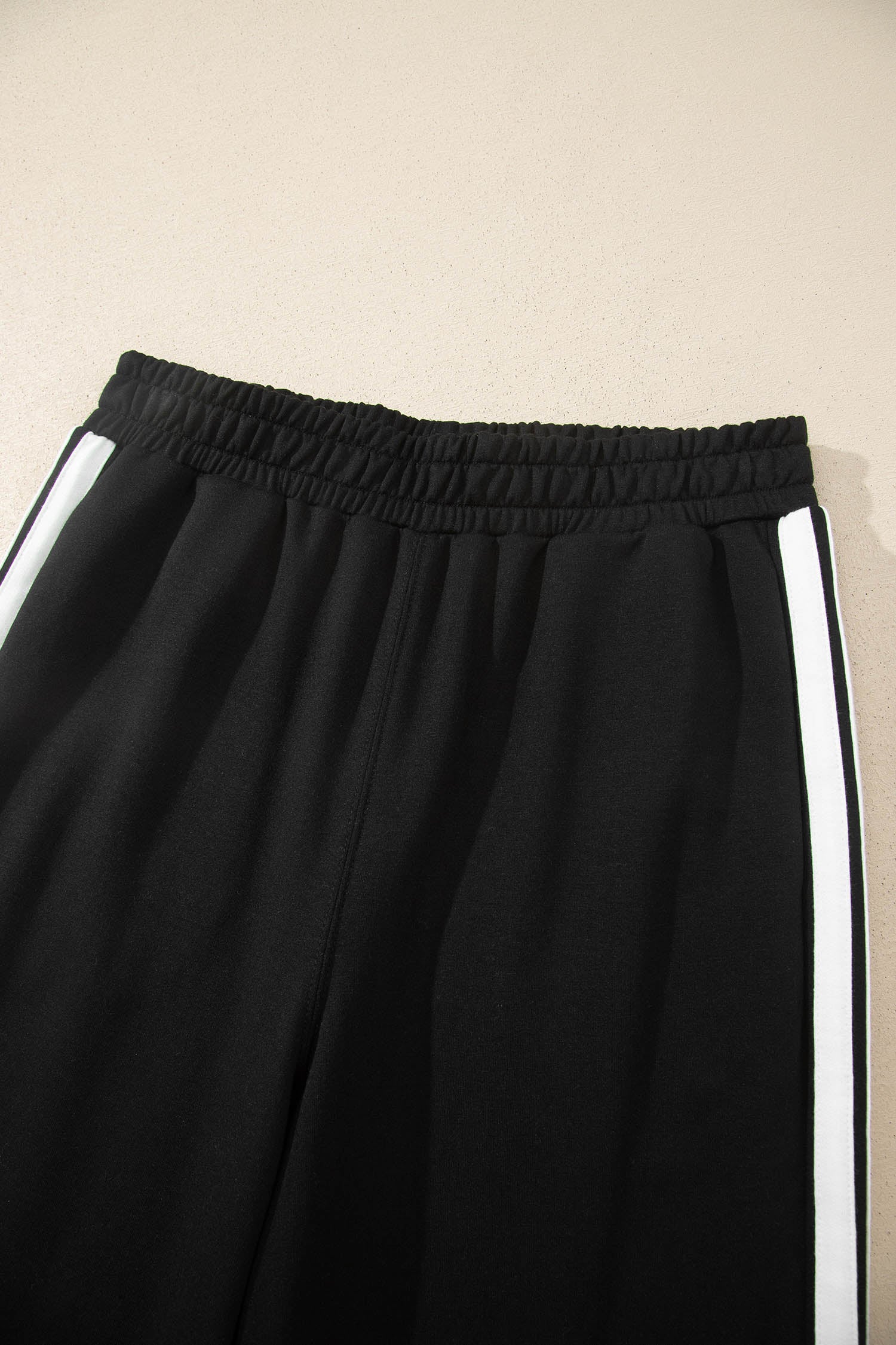 Black Varsity Striped Detail Loose Tee Jogger Pants 2pcs Outfit 🇺🇸