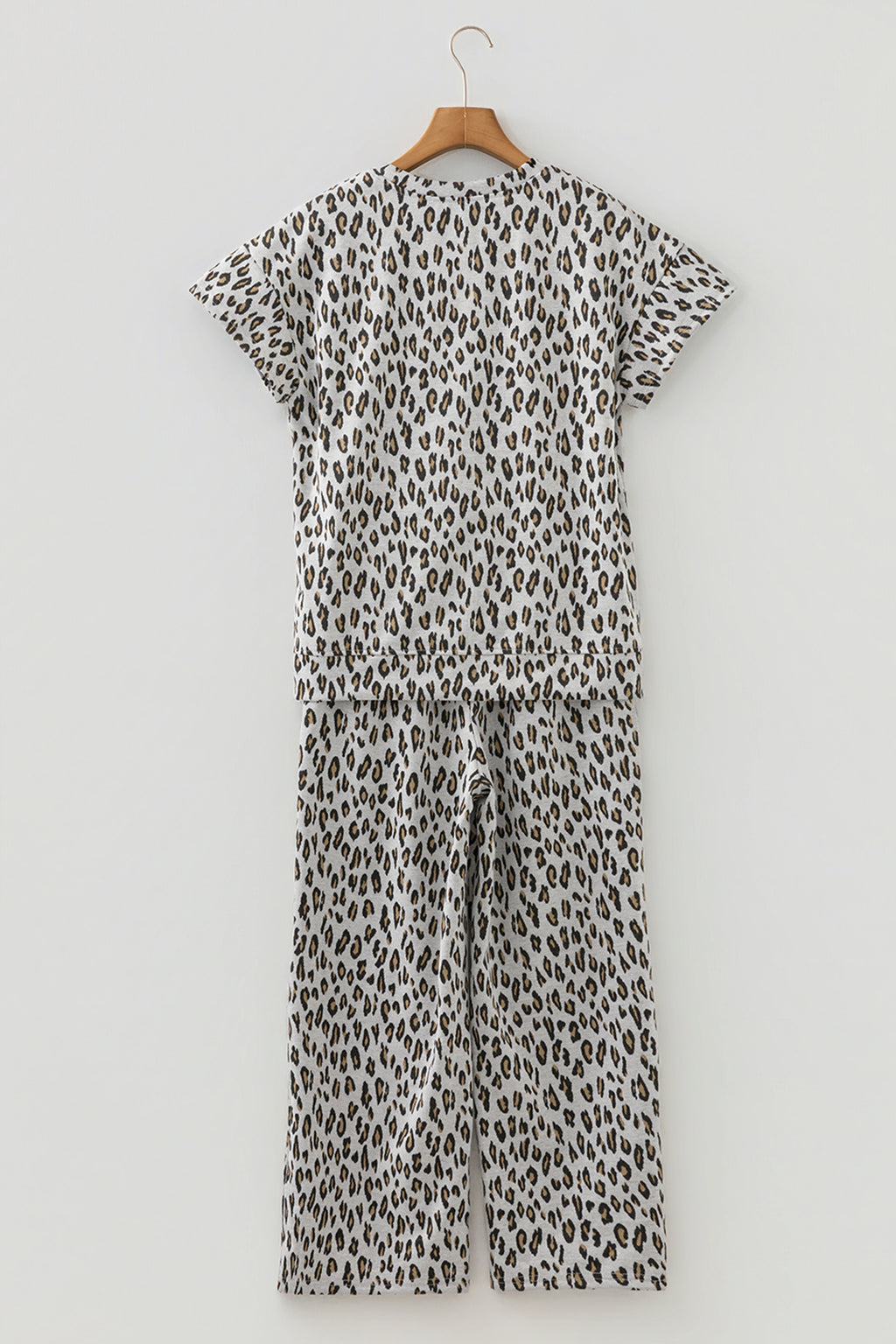 Beige Leopard Print Casual Tee and Pants 2pcs Outfit 🇺🇸