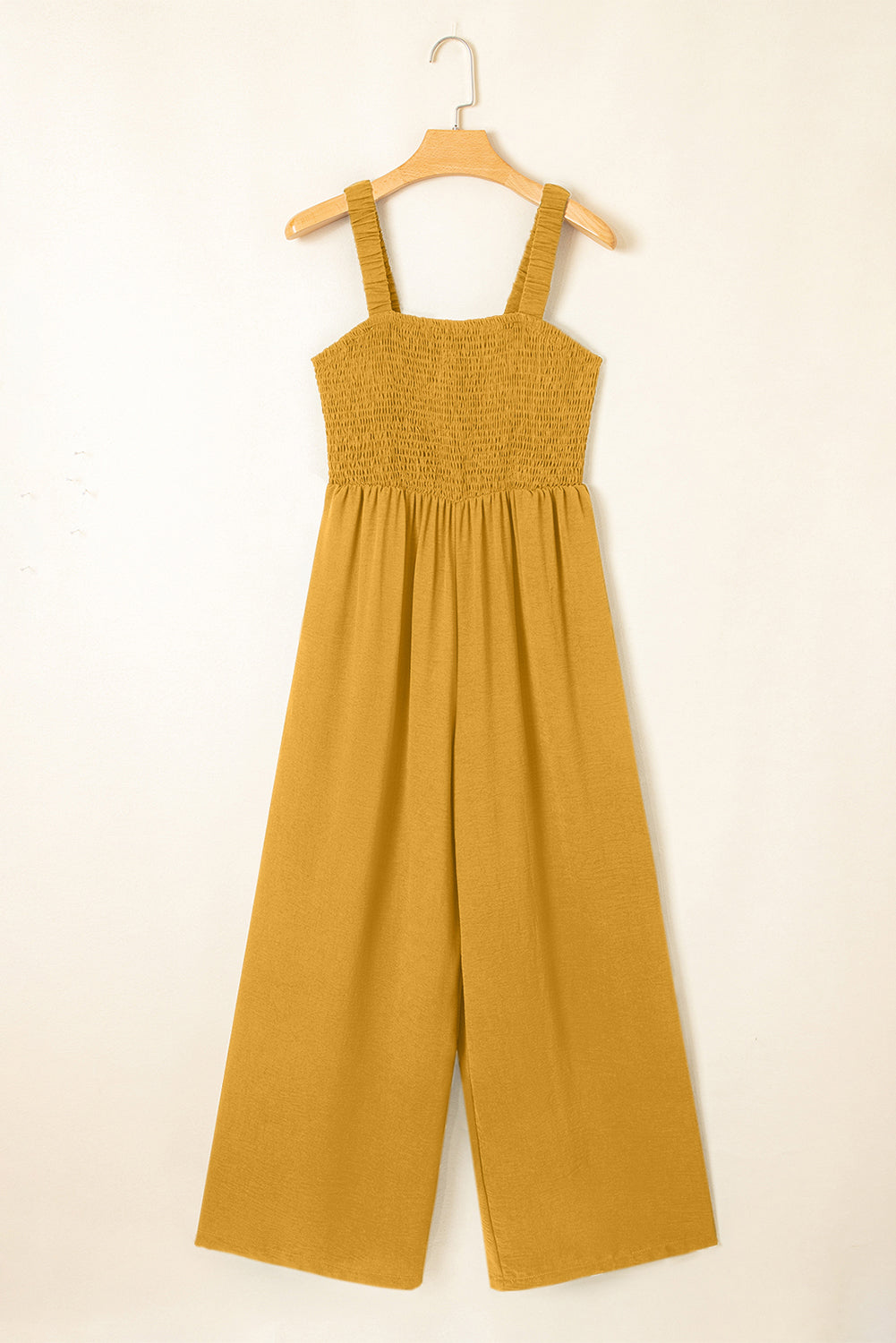Ginger Smocked Sleeveless Wide Leg Jumpsuit with Pockets 🇺🇸