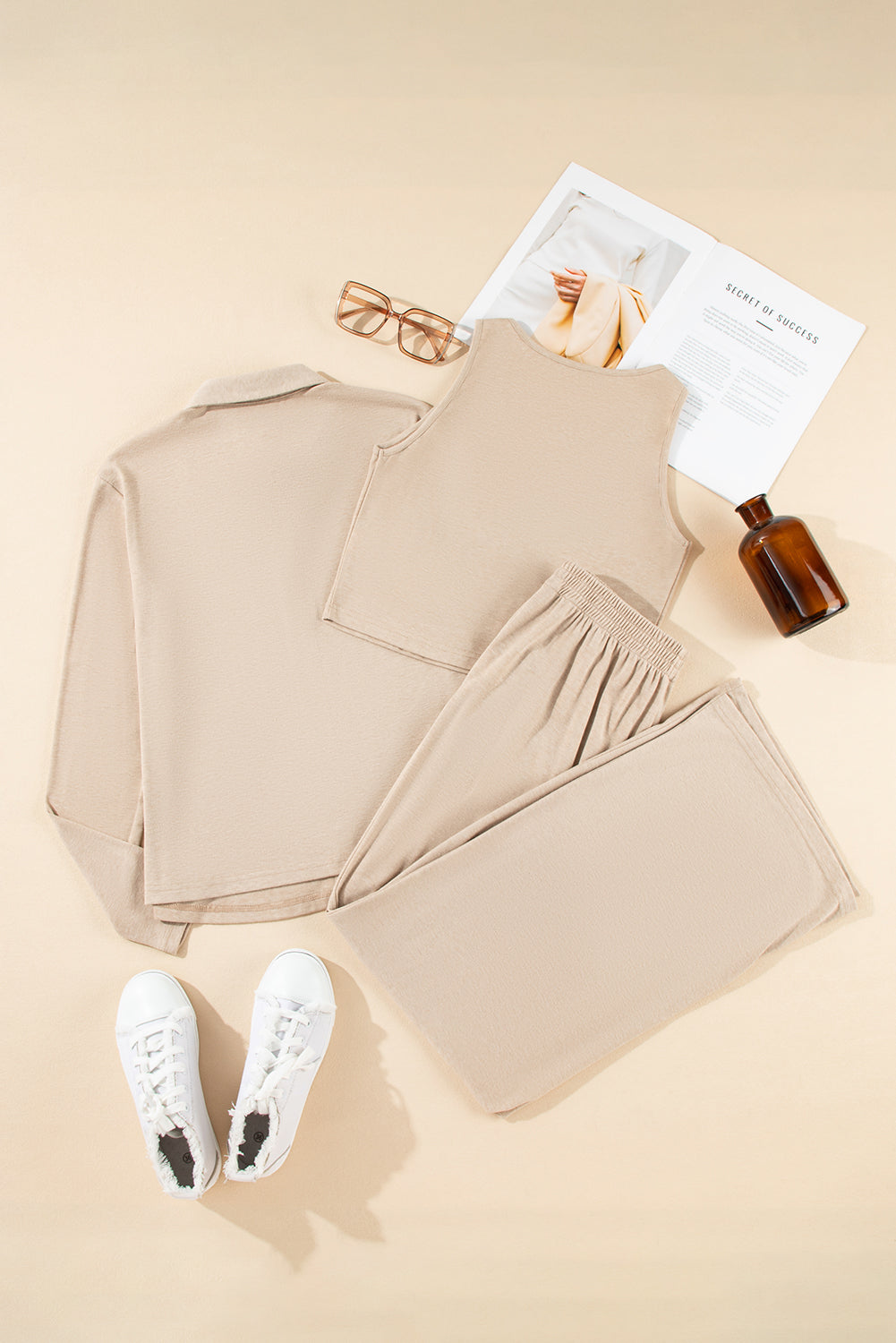Oatmeal 3-Piece Cozy Knit Lounge Set 🇨🇳