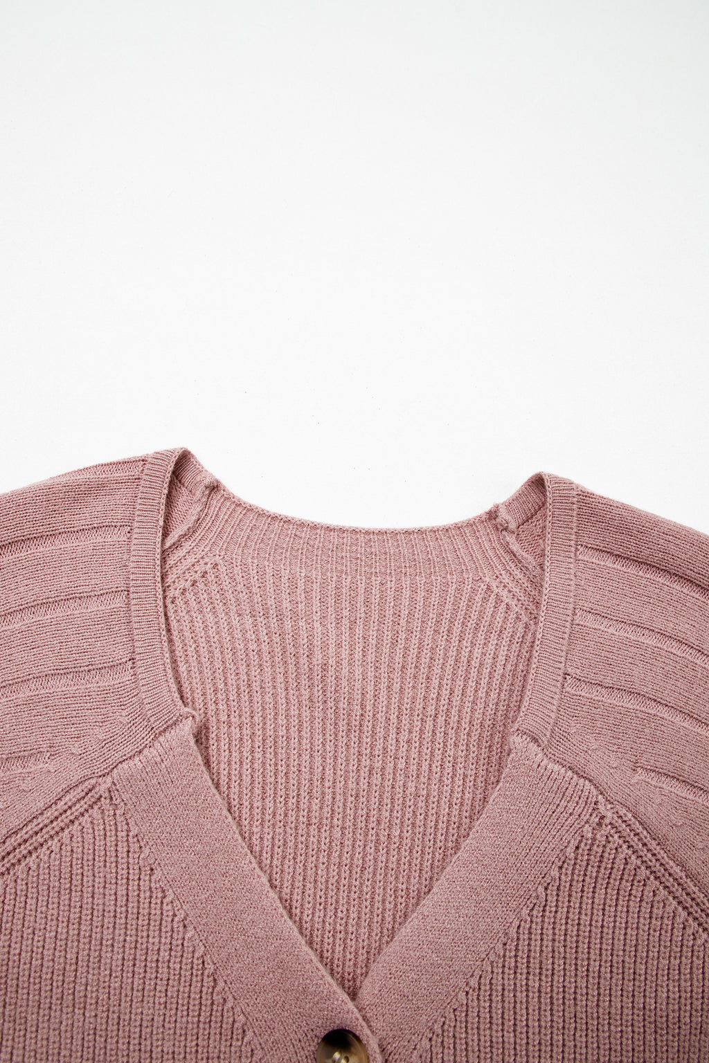 Light Pink Mixed Texture Knit Button V Neck Sweater Cardigan 🇺🇸