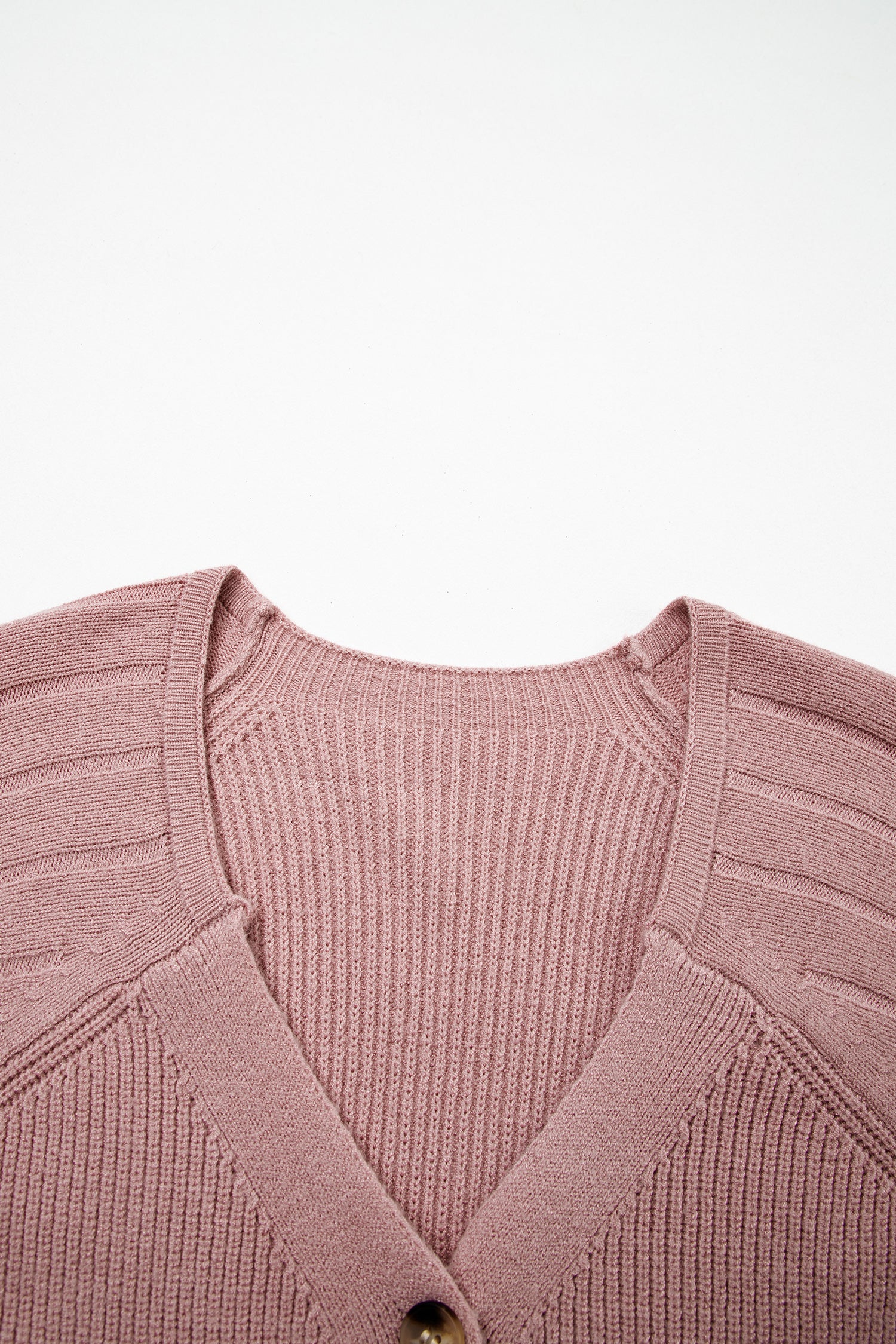 Light Pink Mixed Texture Knit Button V Neck Sweater Cardigan 🇺🇸
