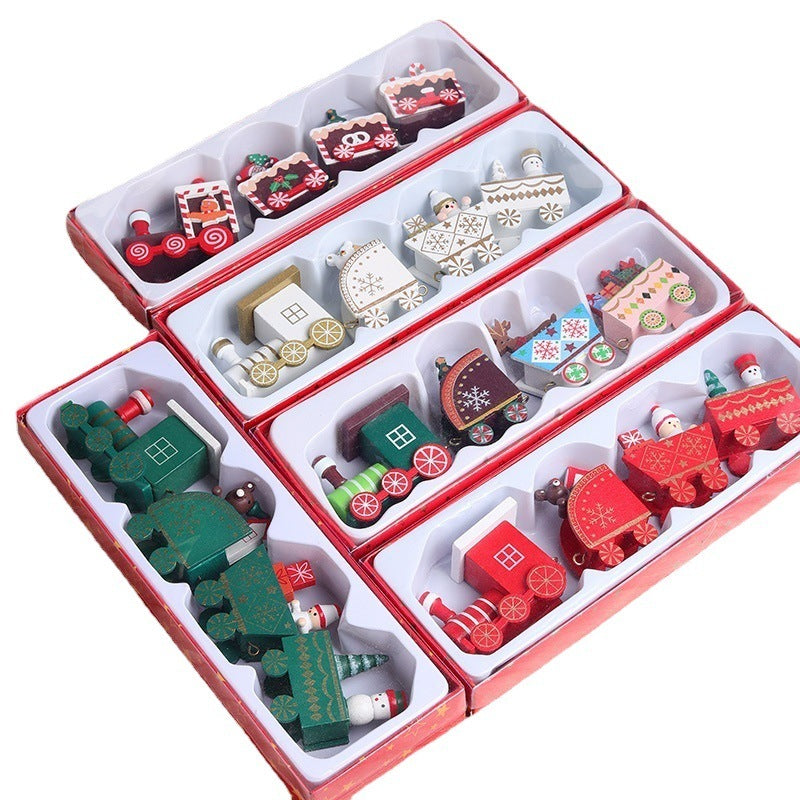 Christmas Decorations Wooden Train Children's Gifts Christmas Small Gifts Window Decoration 🇨🇳