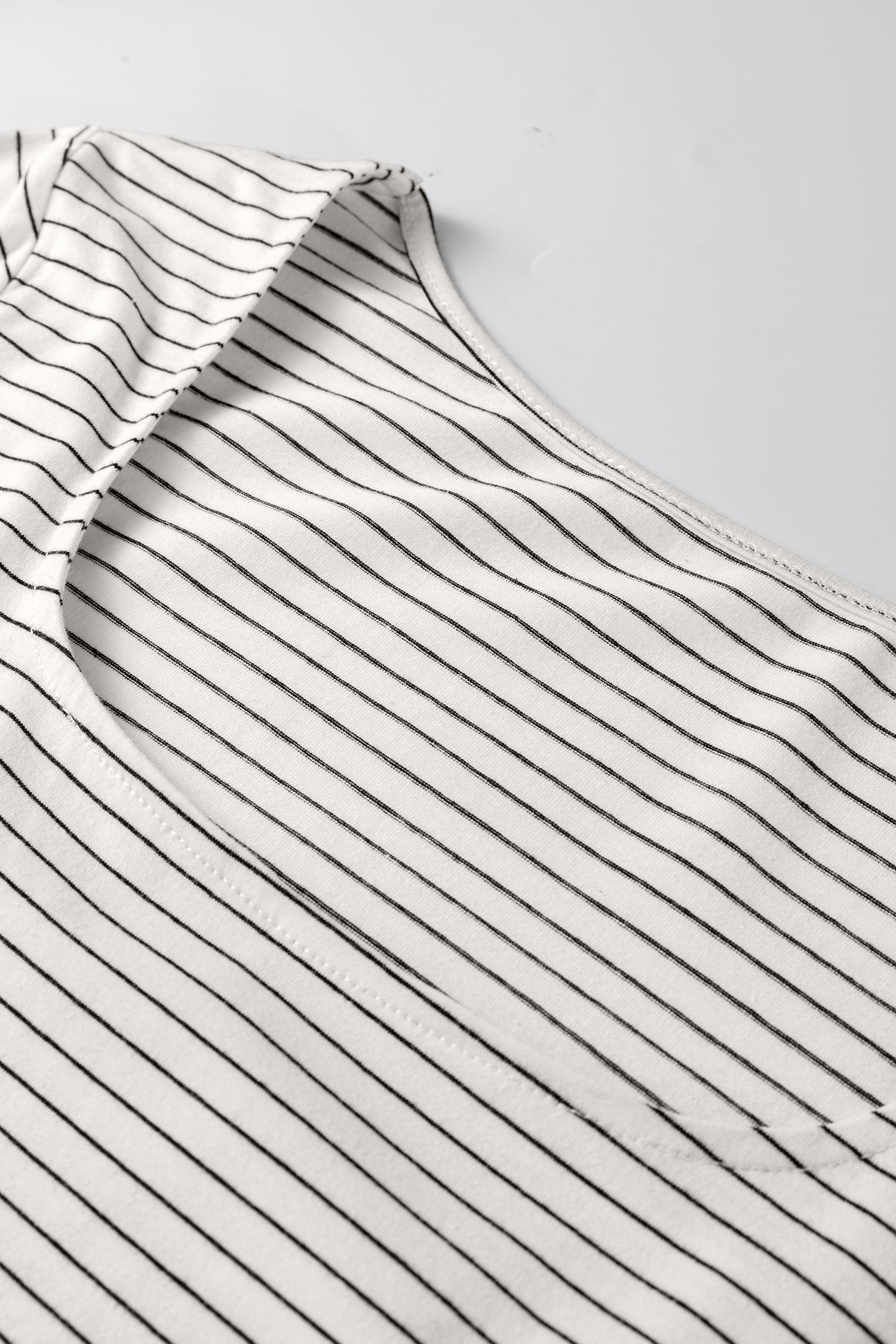 White Stripe Square Neck Long Sleeve Top 🇺🇸