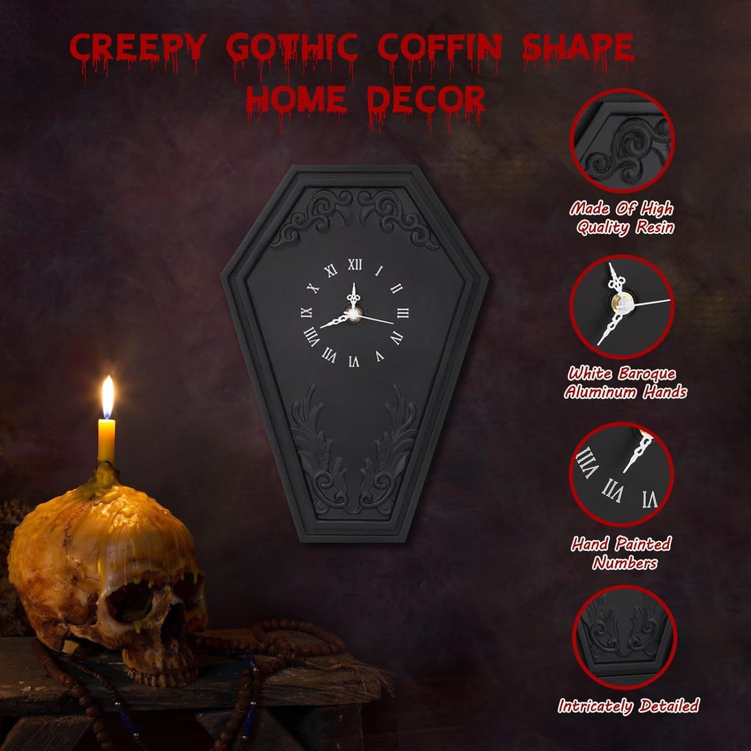 Cross-border Gothic Coffin Dark Style Wall Clock 🇨🇳