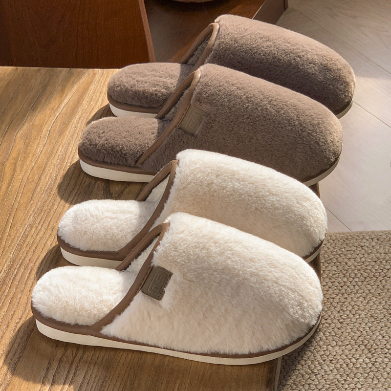 Winter Plush Slippers Warm Solid House Shoes Non-slip Bedroom Floor Home Slipper For Women Men 🇨🇳