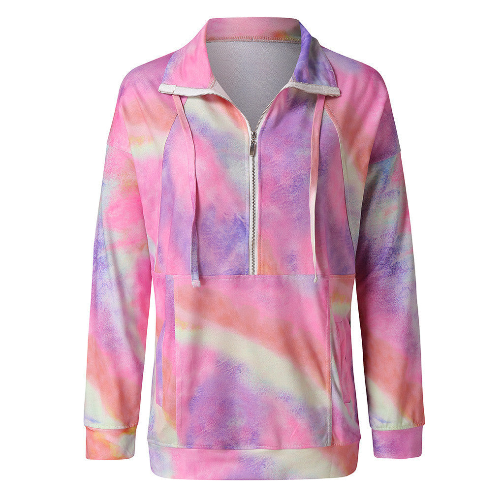 Long Sleeve Lapel Tie-dyed Sweater Spring Wear 🇨🇳