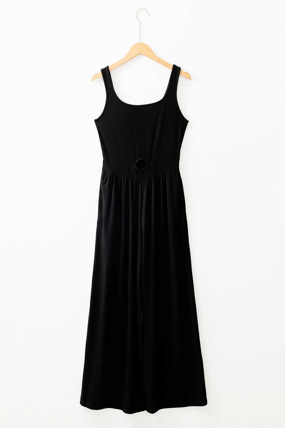 Black Peekaboo Wide Leg Square Neck Sleeveless Jumpsuit 🇺🇸