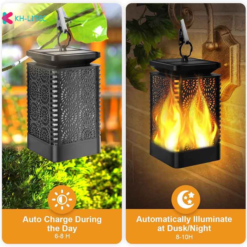 Solar Hanging Flame Torch Lights Flickering Light Waterproof Garden Decoration Outdoor Lawn Path Yard Patio Floor Lamps 🇨🇳