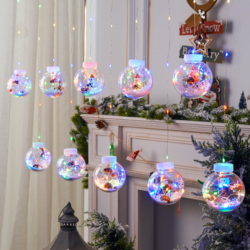 10PCS LED Christmas Curtain Lamp Fairy Snowman Wishing Ball Lamp String Christmas Window Decoration Christmas Light Room 🇨🇳