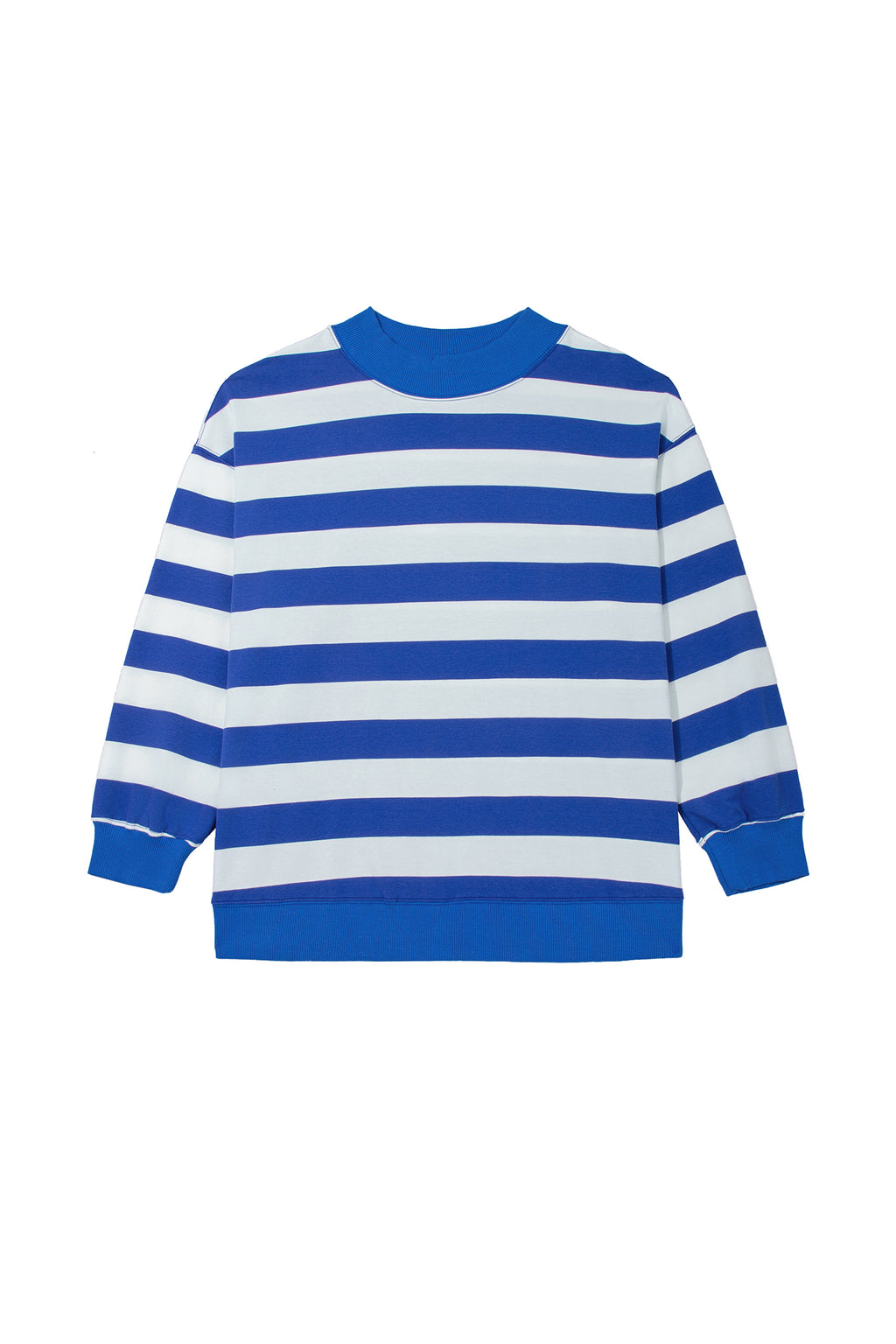 Orange Stripe Ribbed Trim Stand Neck Dropped Shoulder Plus Size Sweatshirt 🇺🇸