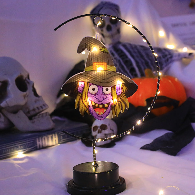 Led Halloween Wrought Iron Witch Modeling Lamp Atmosphere Decorative Lamp 🇨🇳