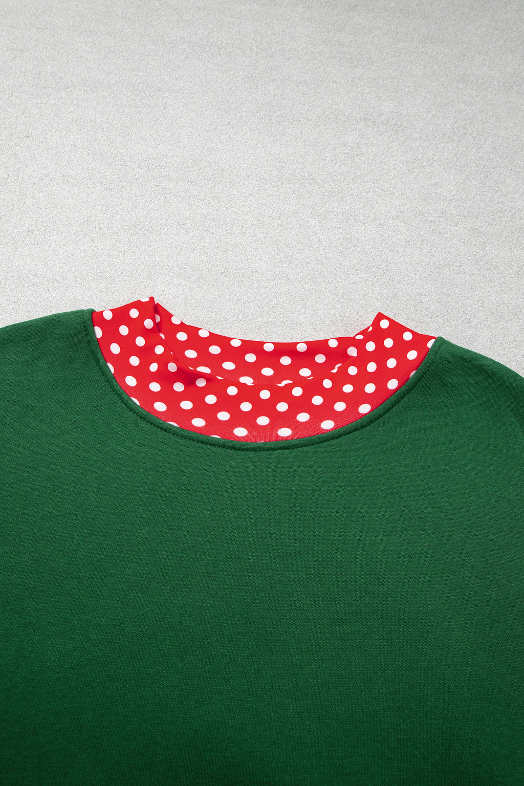 Red Polka Dot Patchwork Round Neck Plus Size Sweatshirt 🇺🇸
