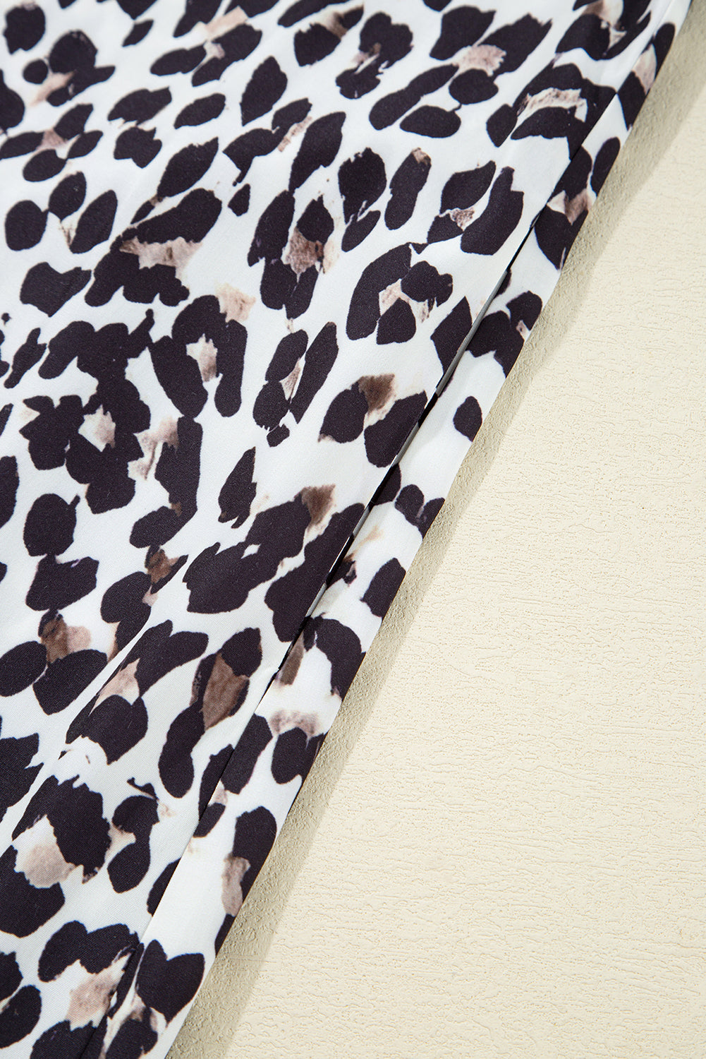 Multicolour Button Striped Collar Leopard Print Long Sleeve Flared Dress 🇺🇸