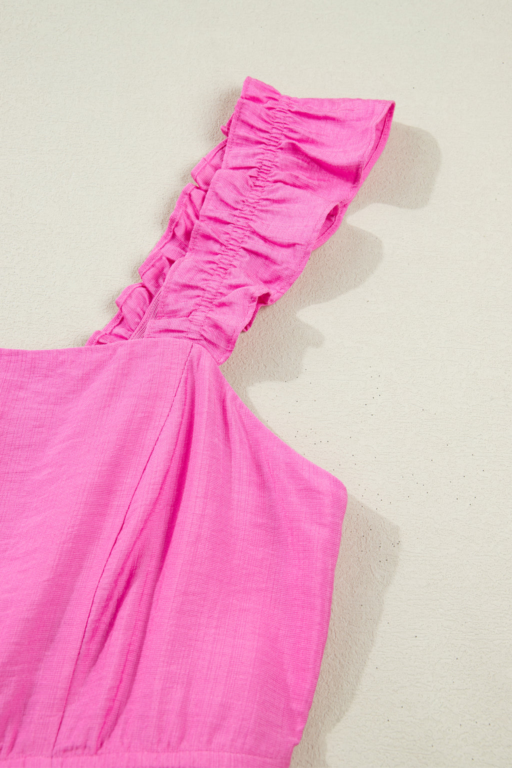 Bonbon Solid Color Ruffle Trim High Waist Sleeveless Maxi Dress 🇺🇸