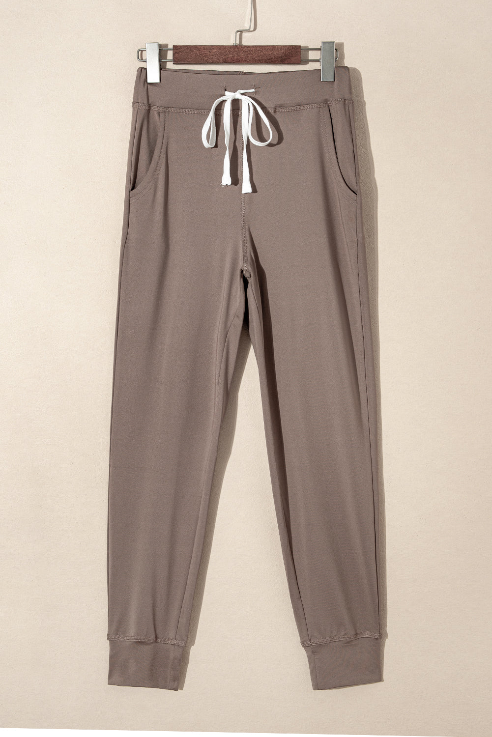 Dark Brown Drawstring Elastic Waistband Pocketed Joggers 🇺🇸