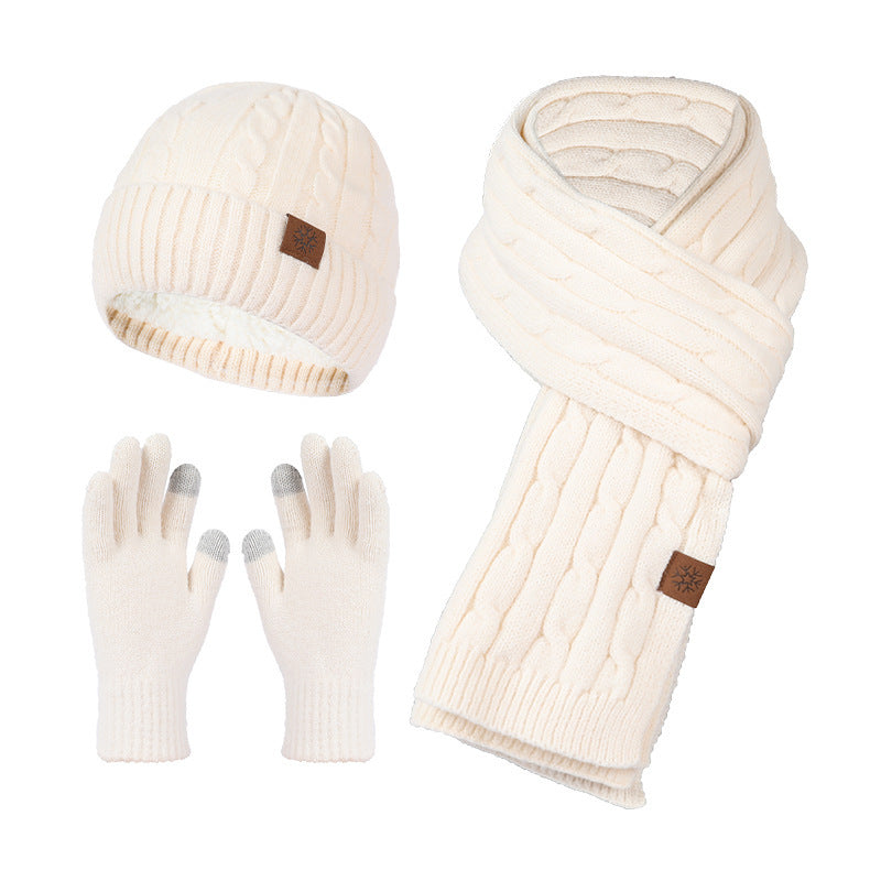 Alpaca Fleecefiber Scarf Men / Women Winter Scarf And Hat Gloves Three-piece Set 🇨🇳