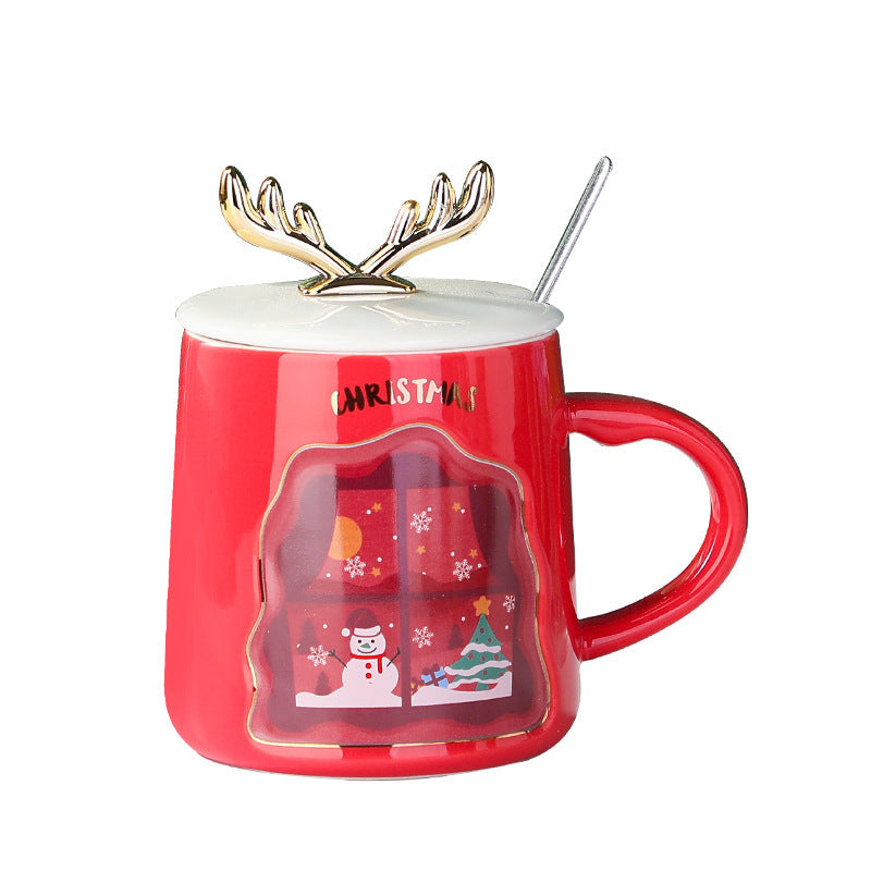 Drinkware Christmas Mugs Coffee Cups Ceramic Merry Christmas Cups With Spoon Christmas Gifts For Coffee Cup Mug Handgrip Cup 🇨🇳