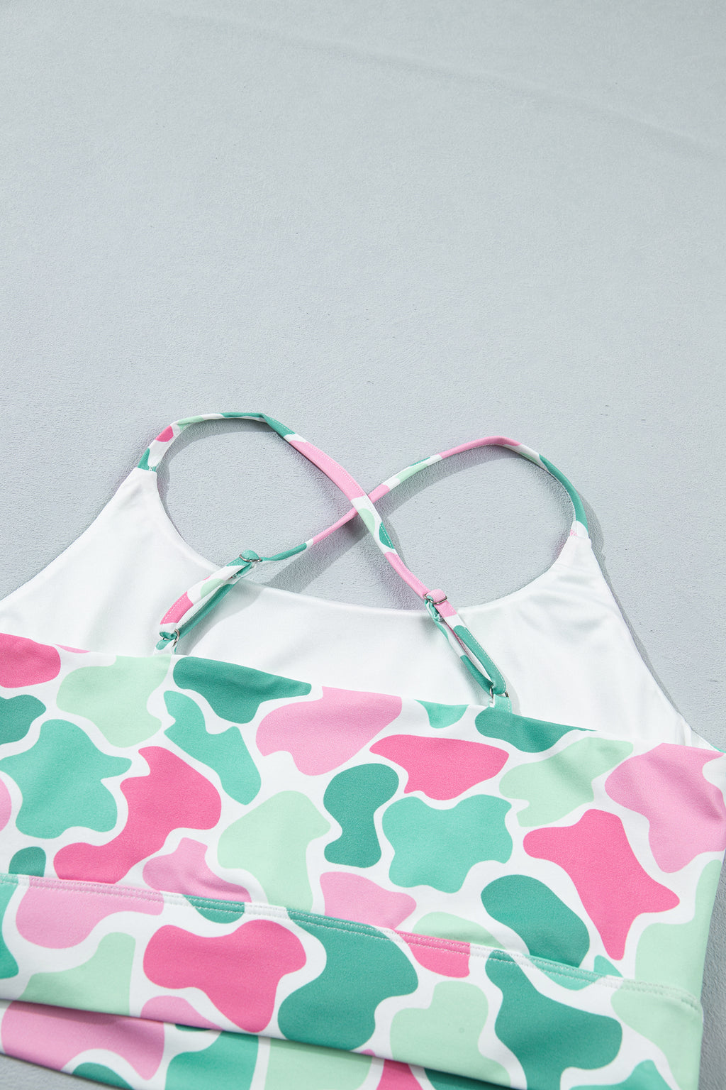 Green Camouflage Printed Cropped Tank Athleisure 2pcs Short Set 🇺🇸