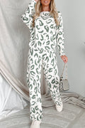 Beige Leopard Animal Print Long Sleeve and Pants Loungewear Set 🇺🇲