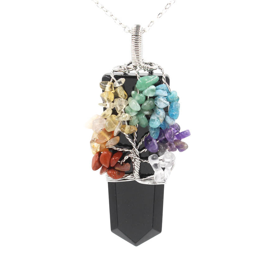Crystal Column Tree Of Life Winding Pendant Necklace 🇨🇳