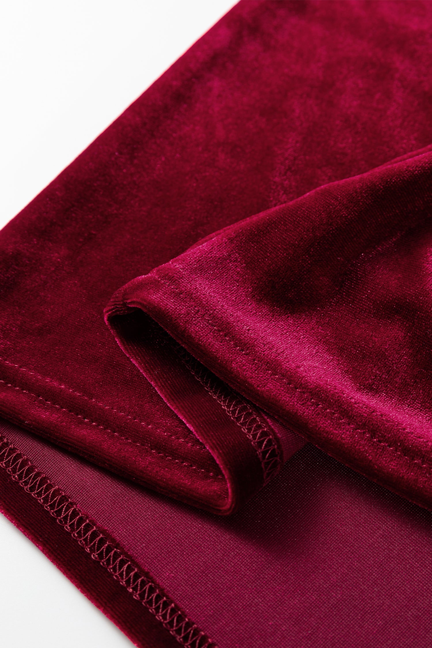 Red Dahlia Asymmetric Button Keyhole Neck Long Sleeve Velvet Blouse 🇺🇸