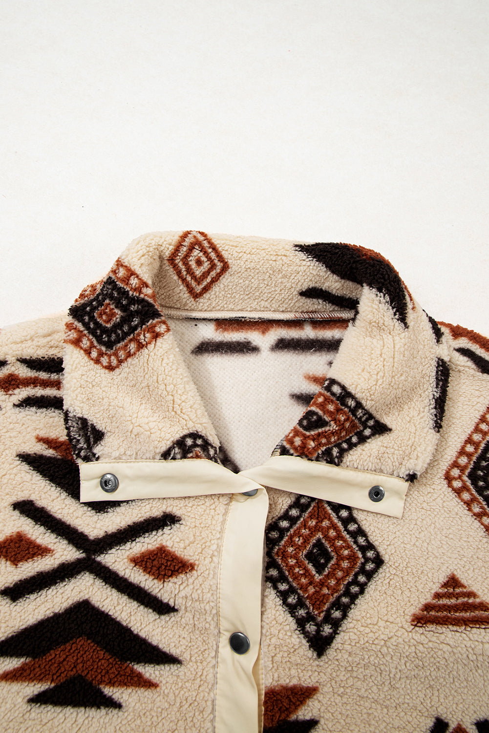 Beige Western Aztec Half Zip Plush Sweatshirt 🇺🇸