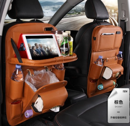 PU Leather Car Storage Bag Multifunction Seat Back Tray Hanging Bag Waterproof Organizer Interior Accessories 🇨🇳