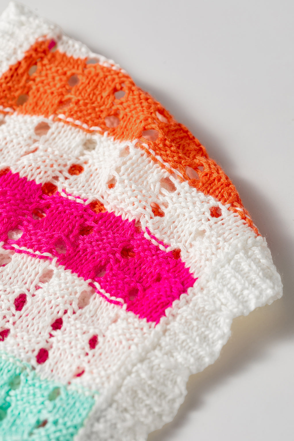 Multicolour Striped Eyelet Knit V Neck Sweater Team 🇺🇸
