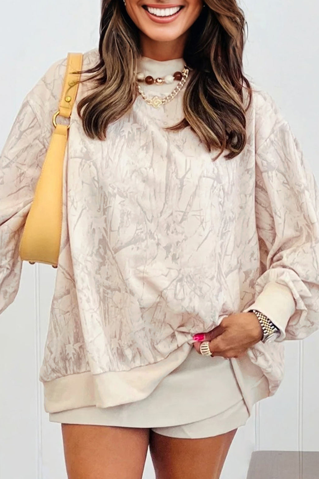 Khaki Camo Mock Neck Baggy Sweatshirt 🇺🇸