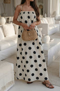 White Polka Dot Spaghetti Straps Maxi Dress 🇺🇸