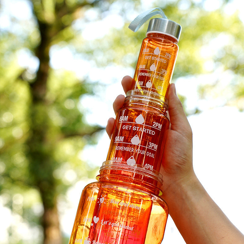 3-in-1 Plastic Straw Double Drink Translucent Outdoor Sports Bottle 🇨🇳