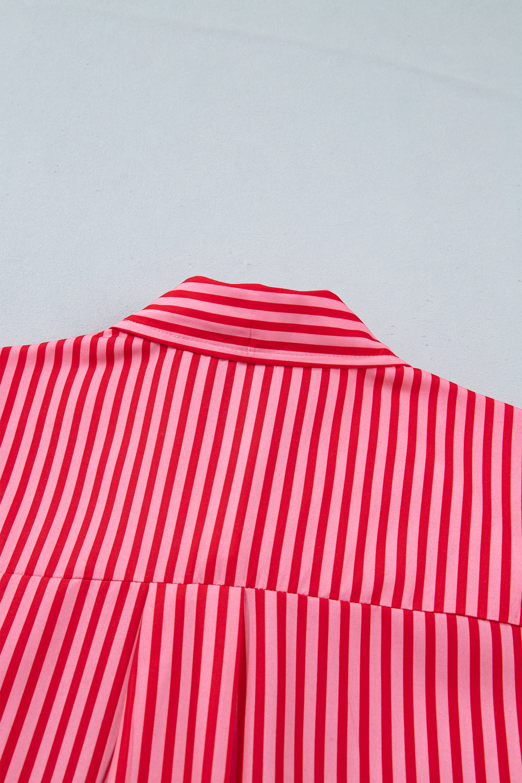 Red Stripe Button-Up Shirt Long Sleeve Patch Pocket Casual Shirt 🇺🇸