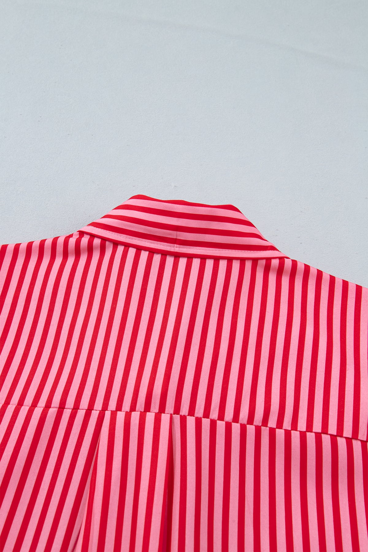 Red Stripe Button-Up Shirt Long Sleeve Patch Pocket Casual Shirt 🇺🇸