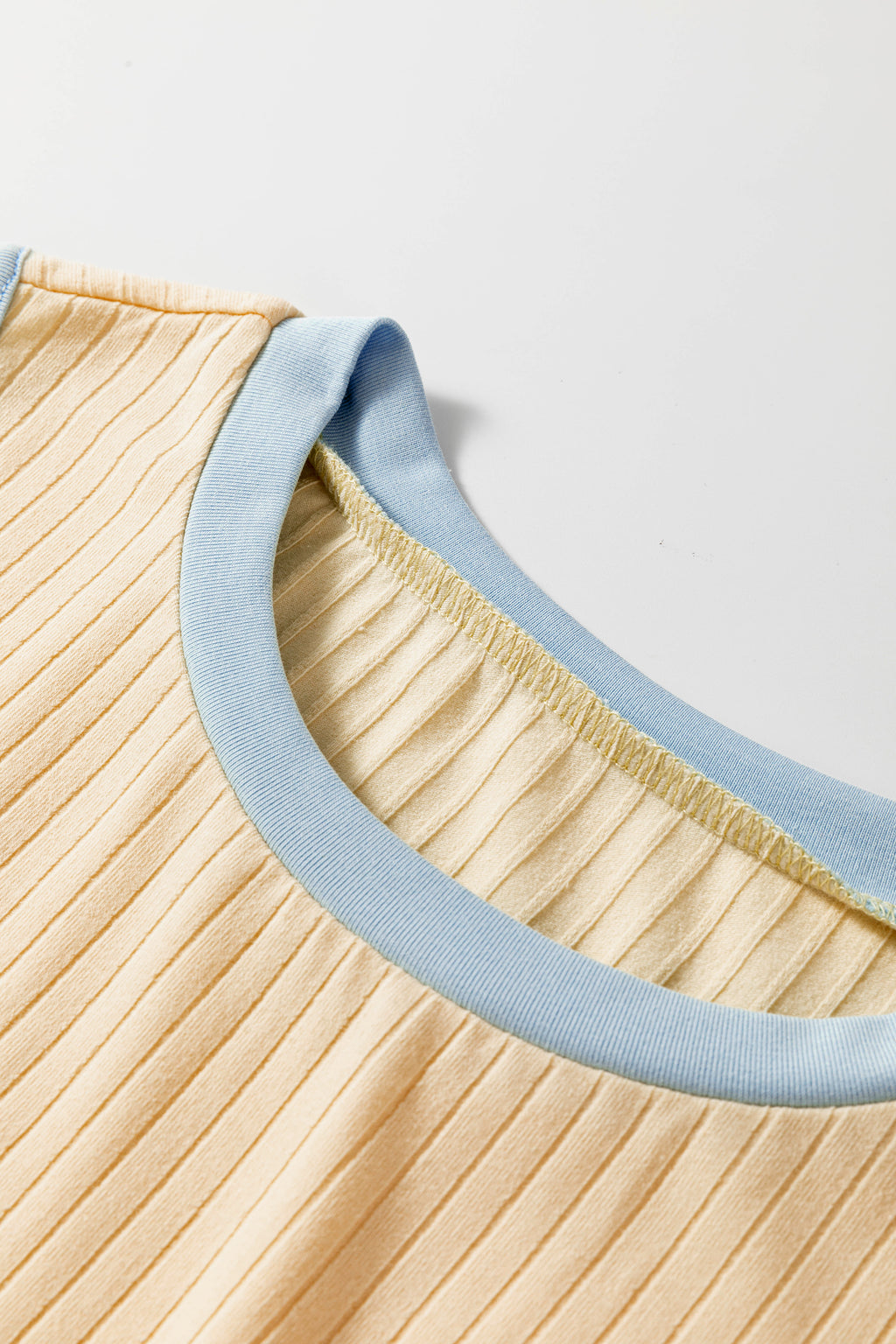 Yellow Contrast Trim Ribbed Tank Split Skort 2pcs Set 🇺🇸