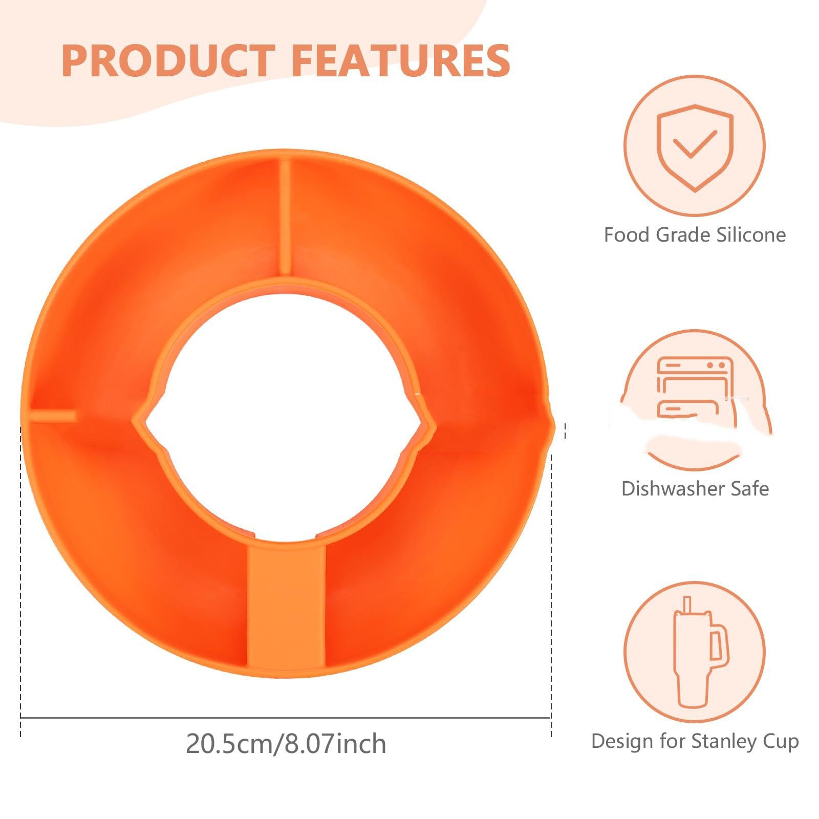 Silicone Snack For Cup 40 Oz Reusable Snack Container 4 Compartment Snack Platters Cup Snack Bowl Cup Holder Food Tray 🇨🇳
