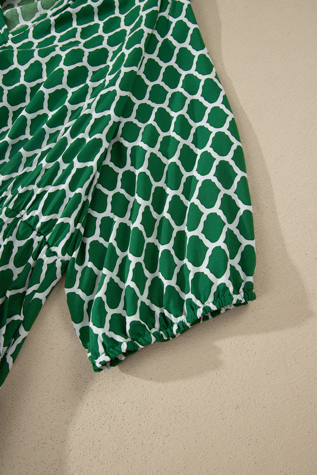 Green Plus Size Geometric Print Pocketed Ruffle Hem Casual Dress 🇺🇸