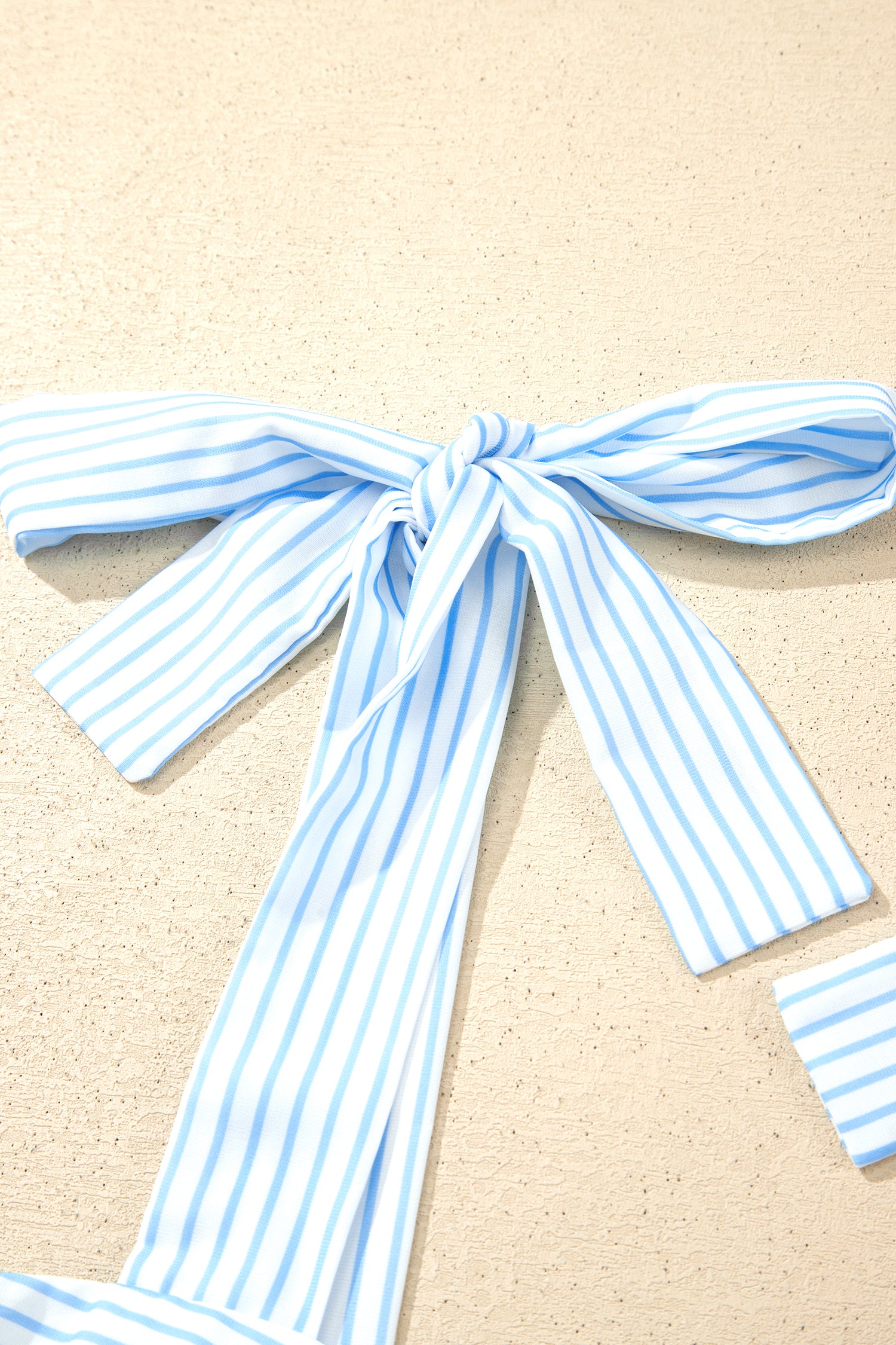 Sky Blue Floral Striped Patchwork Knot Straps 2pcs Short Set 🇺🇸
